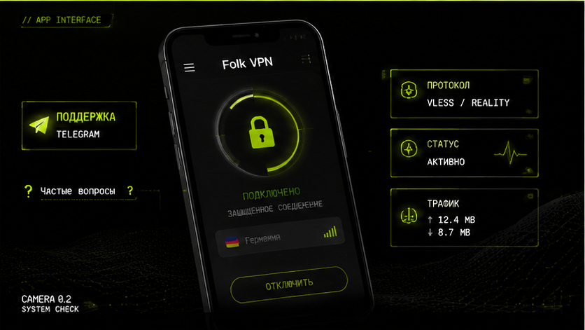 Интерфейс подключения и настройки — folk vpn скачать андроид