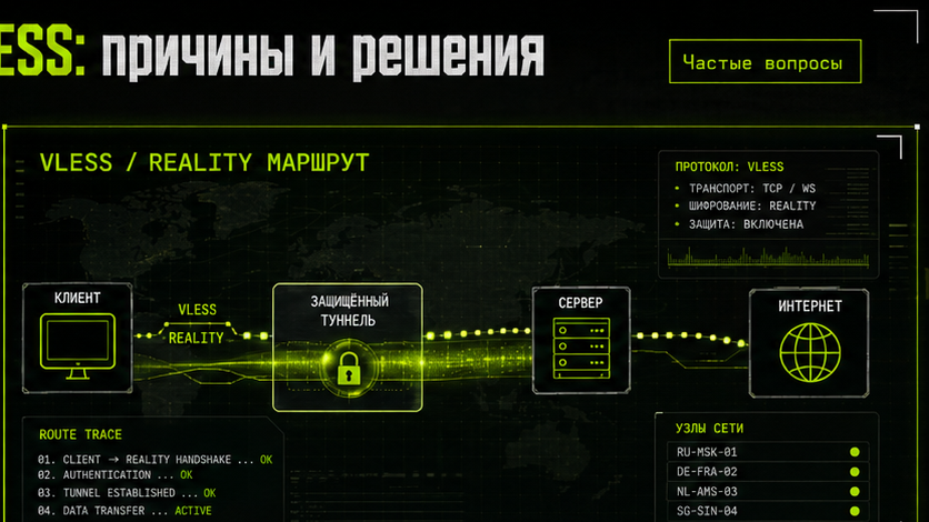 Схема протокола и маршрута — hiddify не подключается к vless