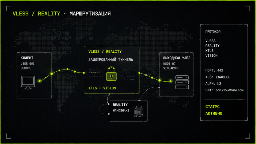 Схема протокола и маршрута — сколько трафика нужно для vless