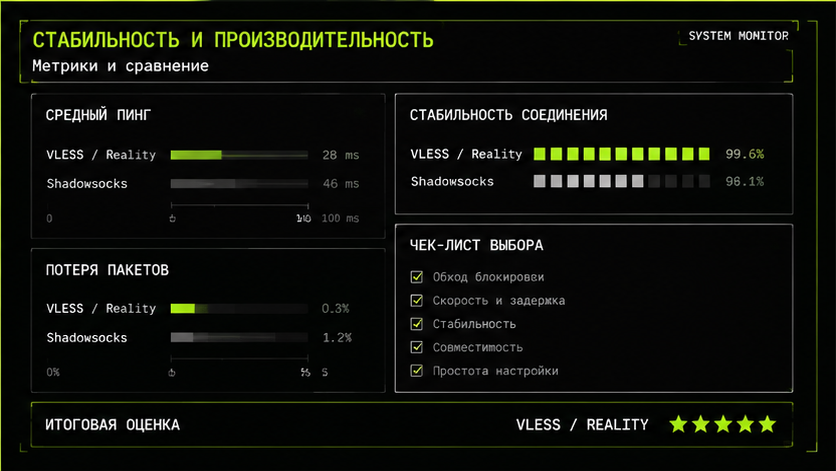 Проверка скорости, логов и стабильности — vless или shadowsocks что выбрать