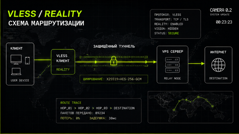 Схема протокола и маршрута — раздача интернета с пк через vless